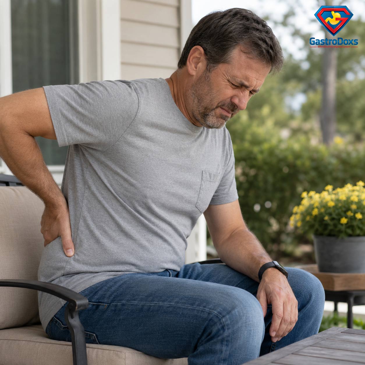 Patient experiencing back pain radiating from the pancreas