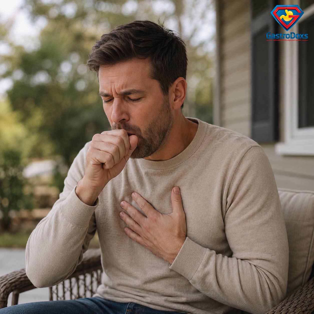 Adult experiencing a persistent cough that may be related to reflux