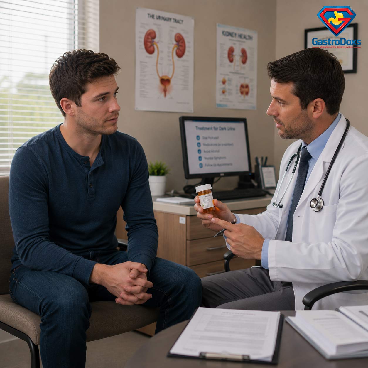 Dark Urine treatment and specialist evaluation