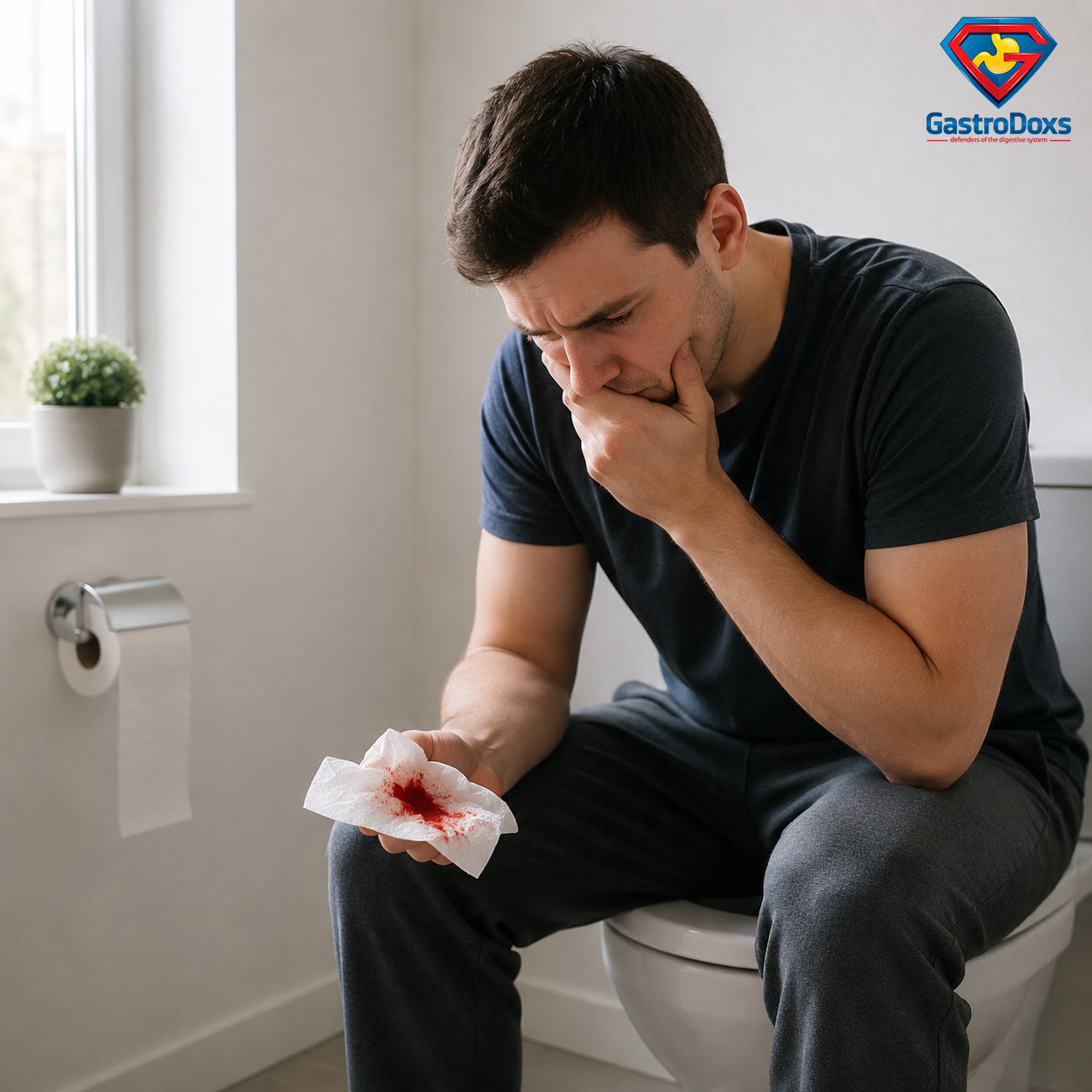 Patient learning about blood in stool causes and diagnosis